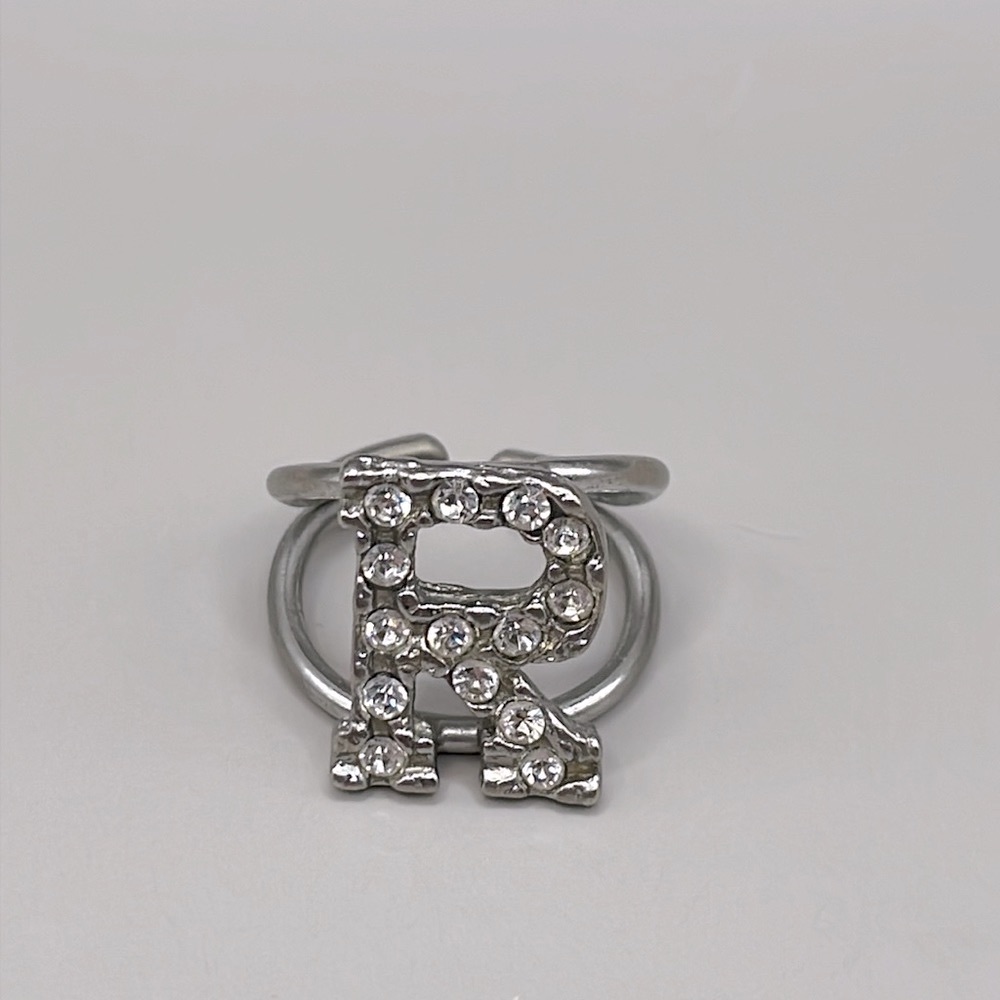 VINTAGE Crystal “R” Ring